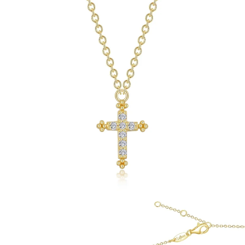 Women’s necklaces with diamonds and rubies-Lafonn Simulated Diamond 0.07ct Cross Necklace 9N023CLG