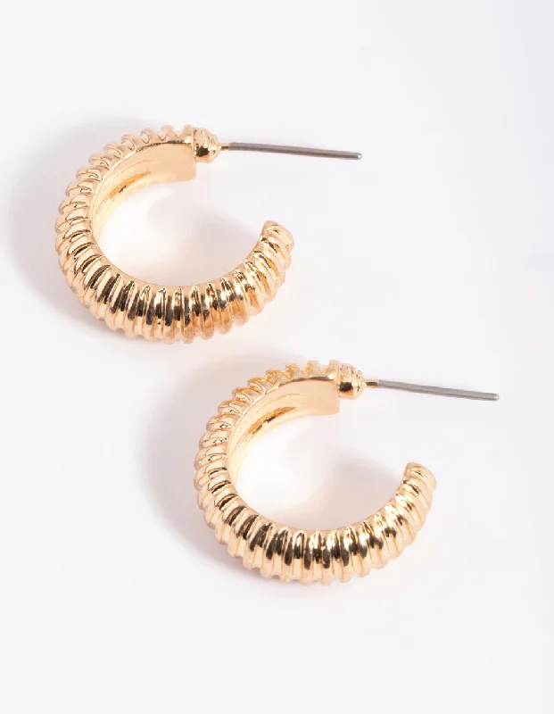 Women’s statement earrings with large stones-Gold Coil Hoop Earrings