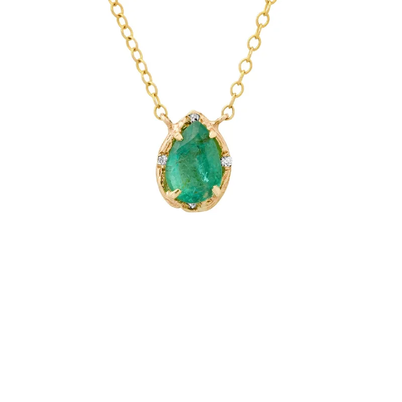 Chic pearl necklaces for women-Emerald Teardrop Necklace