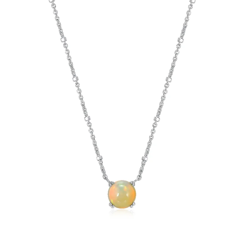 Custom-designed necklaces for women-Samuel B. Opal Solitaire Birthstone Sparkle Necklace - October