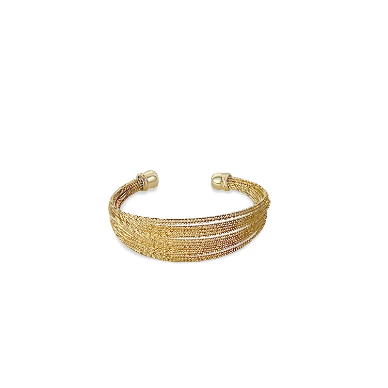 Trendy bangles with gemstones for women-Mesh 18K Gold Plated Bangle