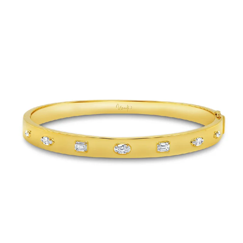 Stunning bangles with engraving for women-Uneek Alexandria Collection Bezel Bangle