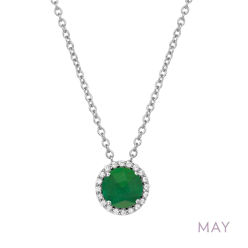 Affordable crystal necklaces for women-Lafonn Simulated Diamond & Emerald Birthstone Necklace - May BN001EMP