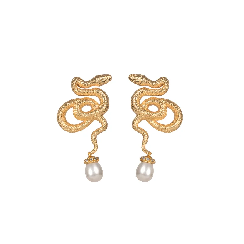 Elegant gold drop earrings for women-Venom Earrings 2 in 1