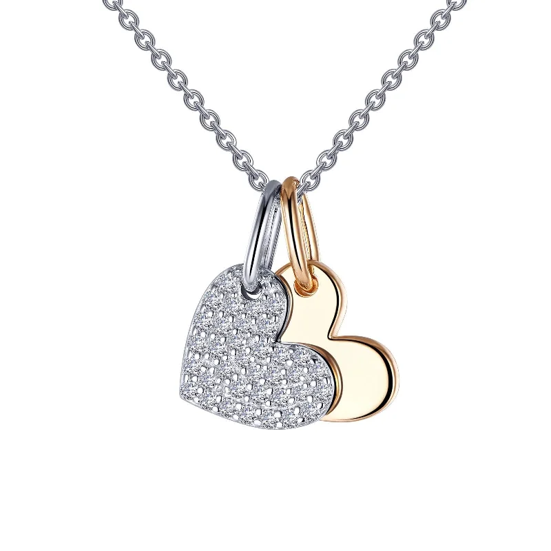 Women’s long necklaces with gemstone pendants-Lafonn Simulated Diamond Heart Shadow Pendant Necklace P0215CLT20