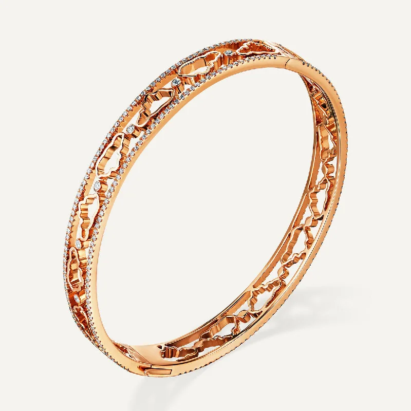 Women’s sterling silver bangles with diamonds-Allusia Love 18K Rosegold Bangle w. Diamonds