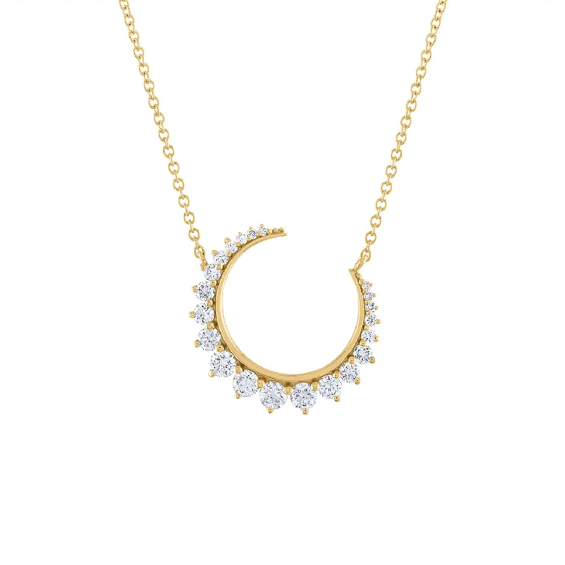 Simple pearl necklaces for women-14KT GOLD DIAMOND CRESCENT NECKLACE