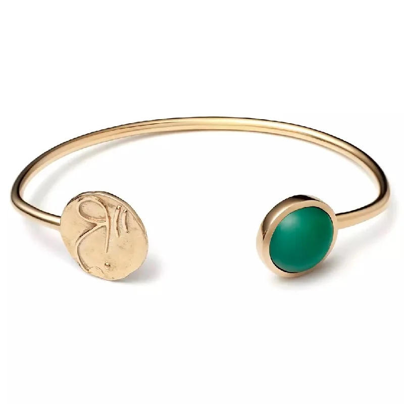 Simple gold bangles for women-Cosmos Circle | Key Of Vibration Silver Bangle w. Green Agate