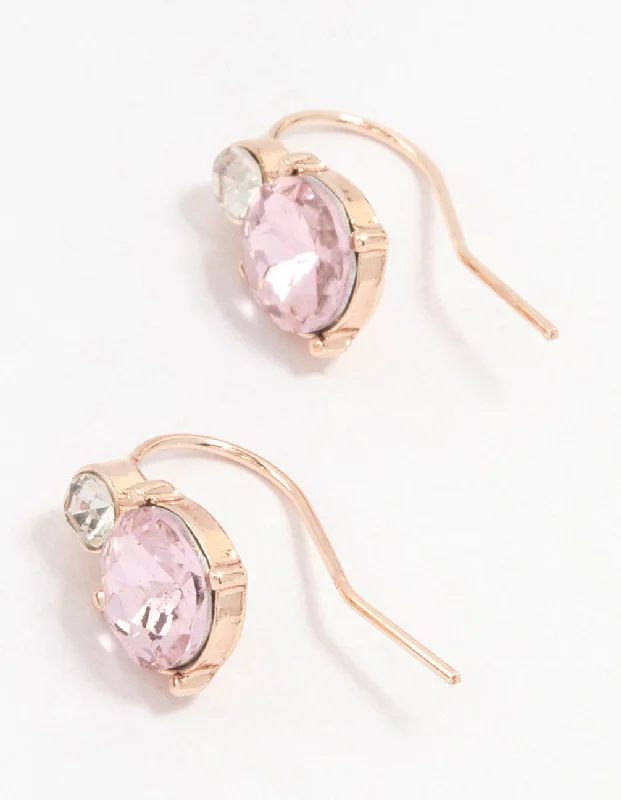 Beautiful gold earrings with diamonds-Rose Gold Multiple Czech Crystal Drop Earrings