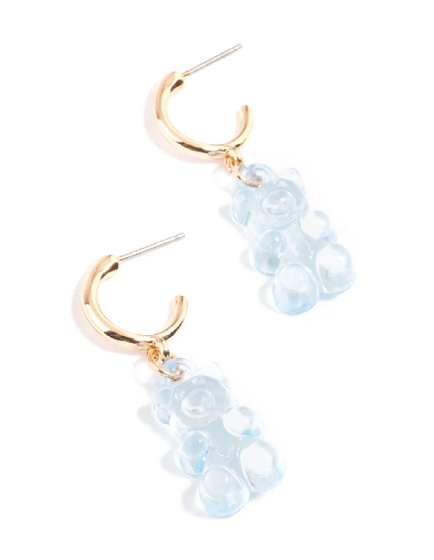 Fashionable earrings with intricate details-Blue Lolly Bear Earrings