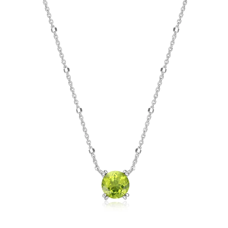 Statement necklaces for women with large stones-Samuel B. Peridot Solitaire Birthstone Sparkle Necklace - August