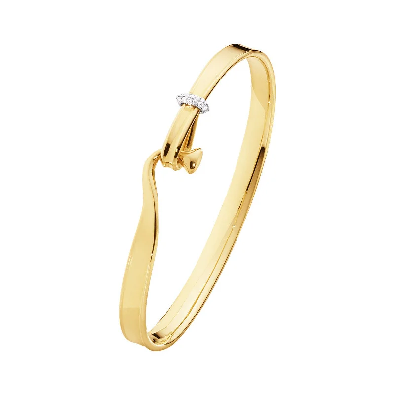 Affordable charm bracelets for women-Torun 18K Gold Bangle w. Diamonds 0.08 ct