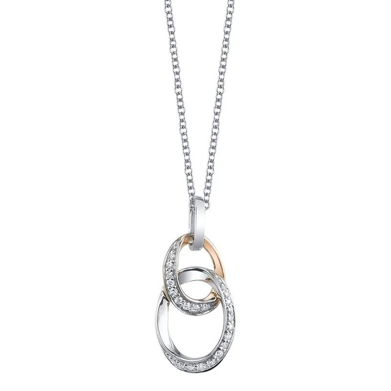 Stylish pendant necklaces for women-14K Two-Tone Gold 0.12ct. Swirling Diamond Fashion Necklace