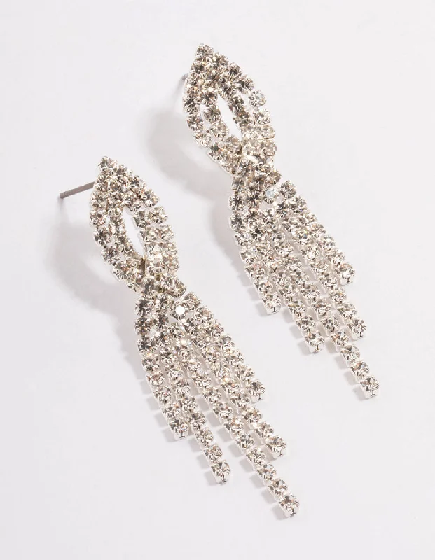 Affordable earrings for women with crystal accents-Silver Mini Twist Cupchain Drop Earrings