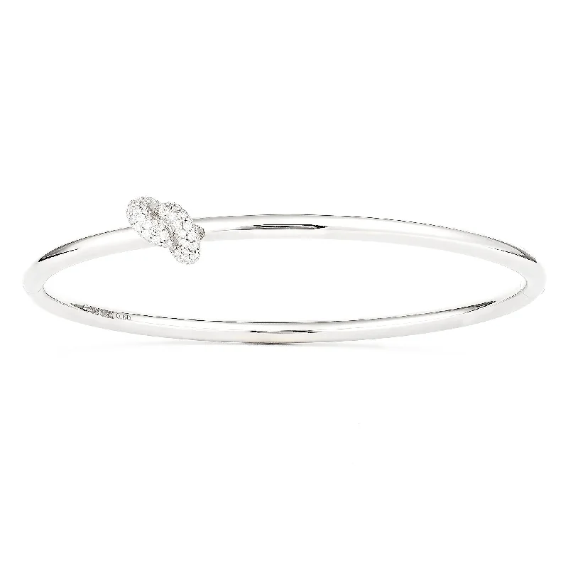 Custom bracelets for women with charms-Legacy Knot 18K Whitegold Bangle w. Diamonds