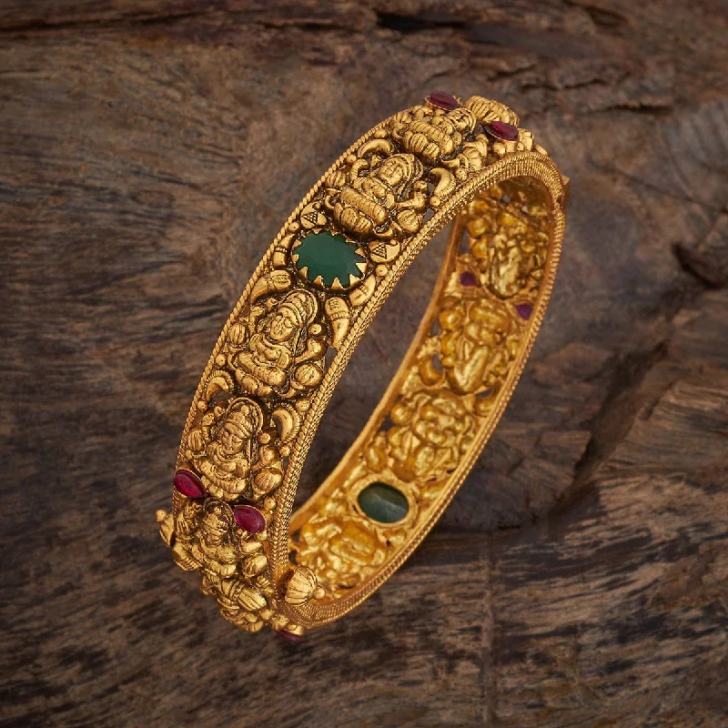 Luxury bracelets with precious gemstones-Silver Temple Bangle 179501