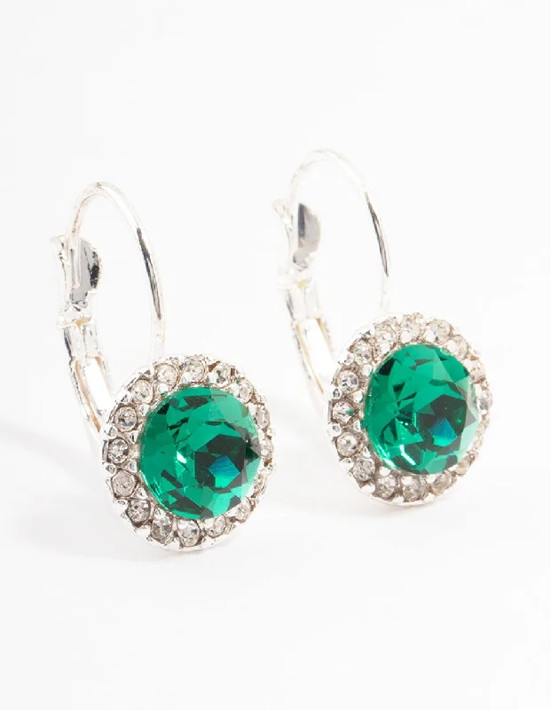 Trendy earrings with colorful gemstones-Continental Aqua Bohemia Czech Crystal Halo Silver Stud Earrings