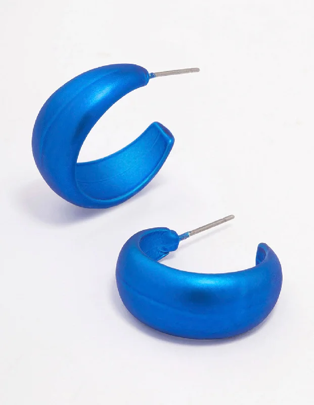 Luxury chandelier earrings for women-Blue Pearlised Teardrop Huggie Earrings