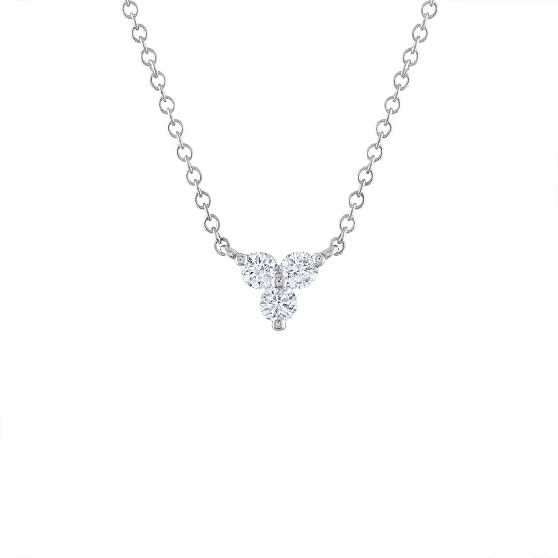 Luxurious necklaces for women with pearls-14KT GOLD THREE DIAMOND NECKLACE