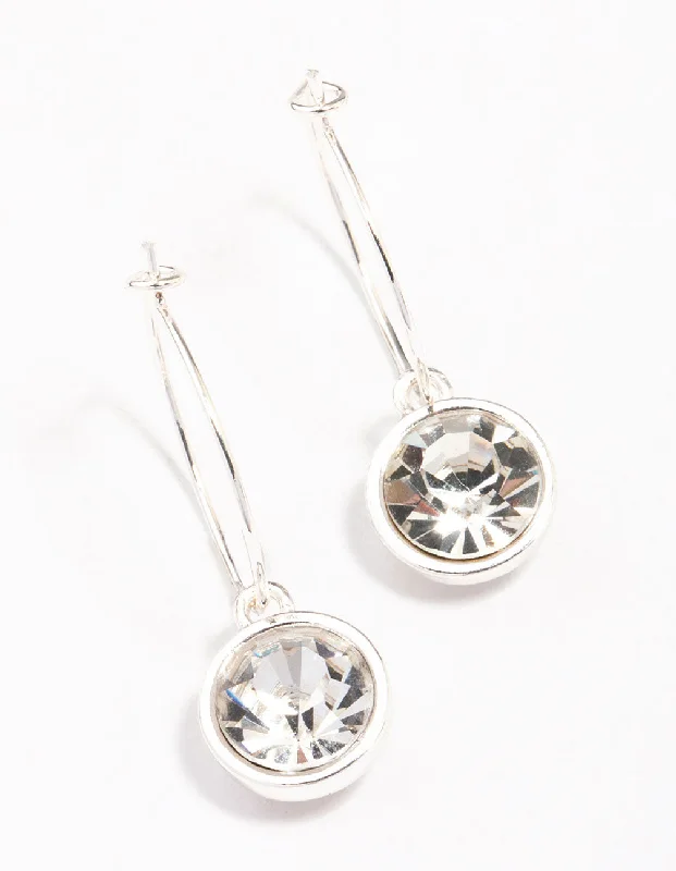 Women’s earrings with floral designs-Silver Circle Encased Diamante Hoop Earrings