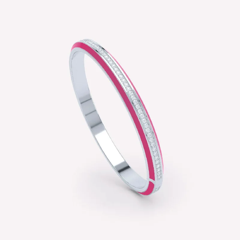 Women’s bracelets with diamonds and sapphires-Eternity Pink 18K Whitegold Bangle w. Lab-Grown Diamonds