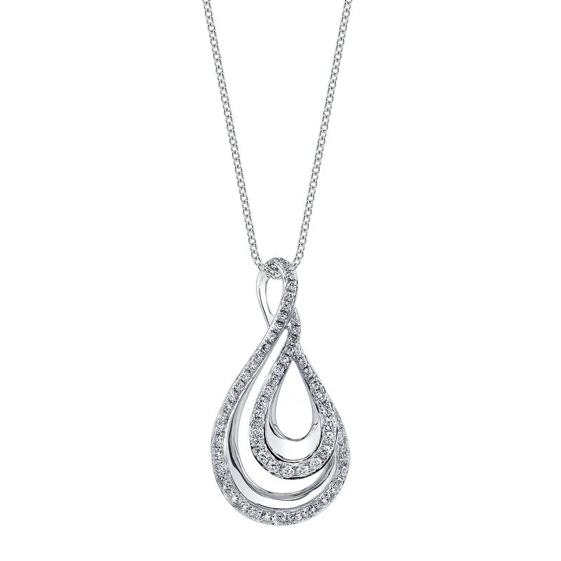 Custom-made necklaces with initials-14K White Gold 0.47ct. Swirling Diamond Fashion Necklace