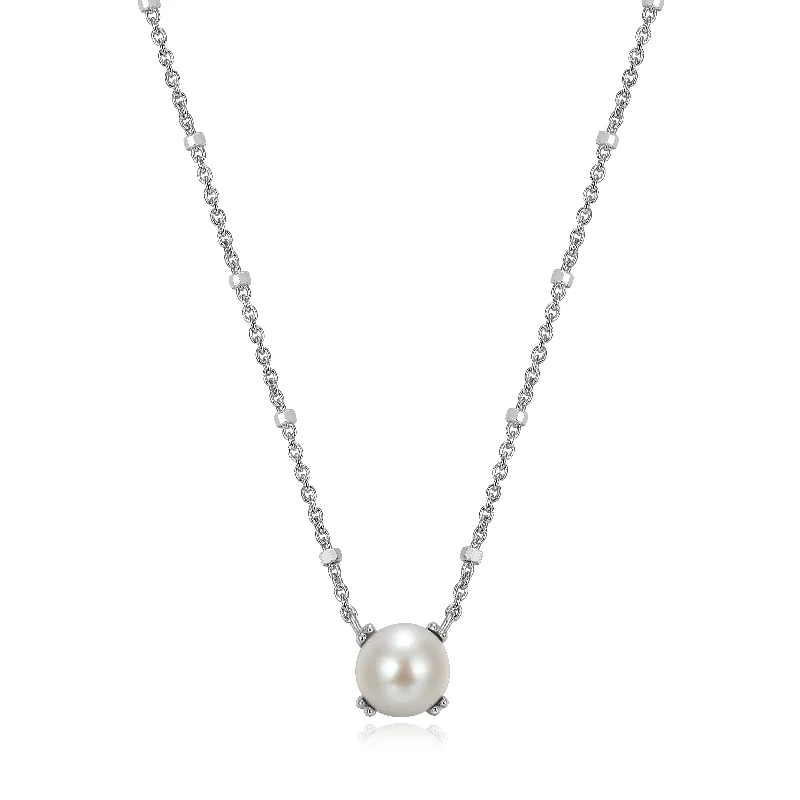 Elegant necklaces with emerald stones-Samuel B. White Pearl Solitaire Birthstone Sparkle Necklace - June