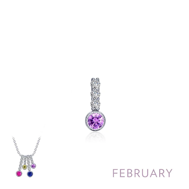 Beautiful statement necklaces for women-Lafonn February Birthstone Simulated Diamond & Amethyst Small Love Pendant BP002AMP