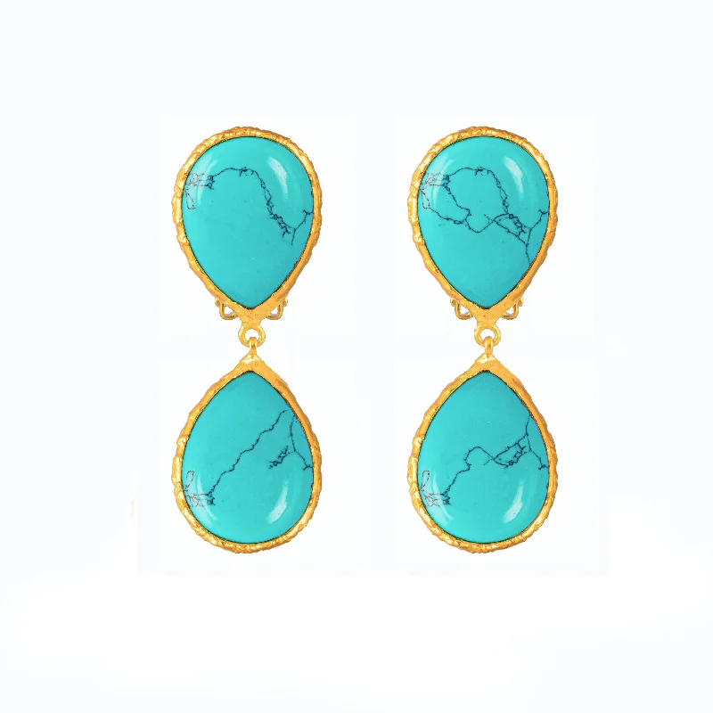 Women’s earrings with heart-shaped designs-Sail Earrings Turquoise