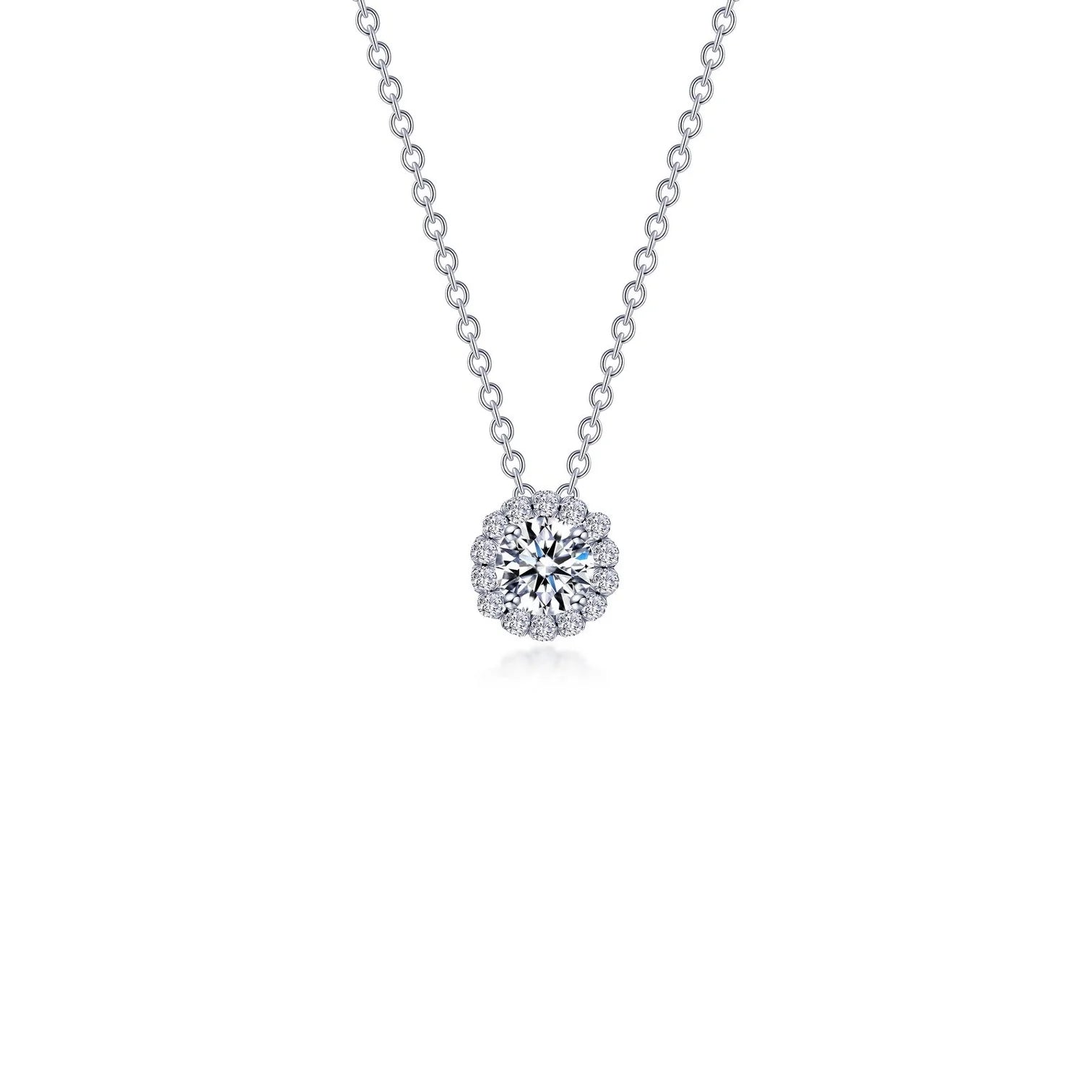 Custom necklaces with charms for women-Lafonn Simulated Diamond Round Halo Necklace N2030CLP20