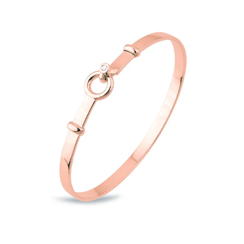 Simple metal bangles for women-Matiné 18K Rosegold Bangle w. 1 Diamond