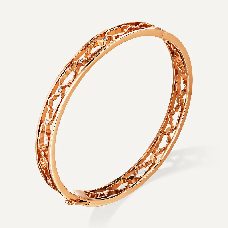 Simple bangles with delicate designs-Allusia Love Accented 18K Rosegold Bangle w. Diamonds