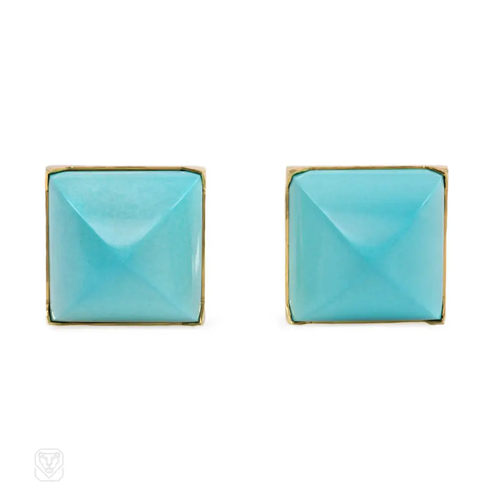 Women’s fashion earrings with modern designs-Sugarloaf turquoise earrings, Peggy Daven