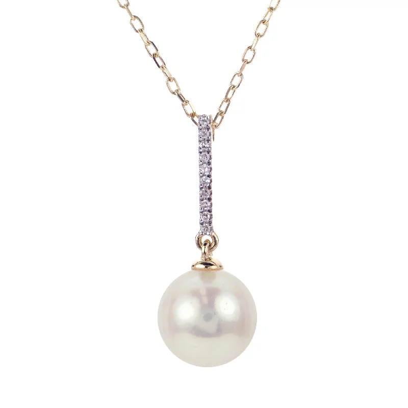 Custom necklaces with matching bracelets-14K Yellow Gold Freshwater Pearl & Diamond Necklace