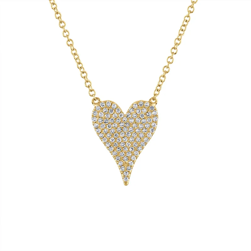 Beautiful silver necklaces for women-14KT GOLD MEDIUM MODERN HEART DIAMOND NECKLACE