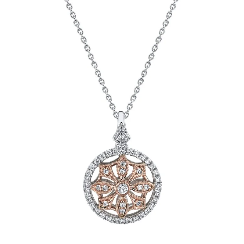 Women’s necklaces with matching earrings-14K Two-Tone Gold 0.40ct. Intricate Diamond Fashion Necklace