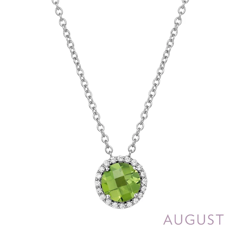 Personalized necklaces with engraving-Lafonn Simulated Diamond & Genuine Peridot Birthstone Necklace - August BN001PDP