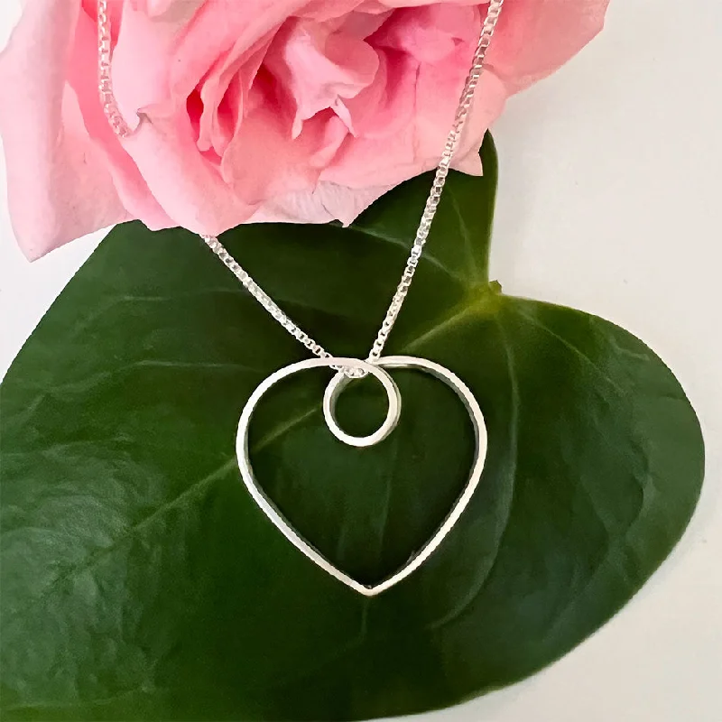 Women’s heart-shaped necklaces-Heart To Heart Necklace - Sterling Silver, Indonesia