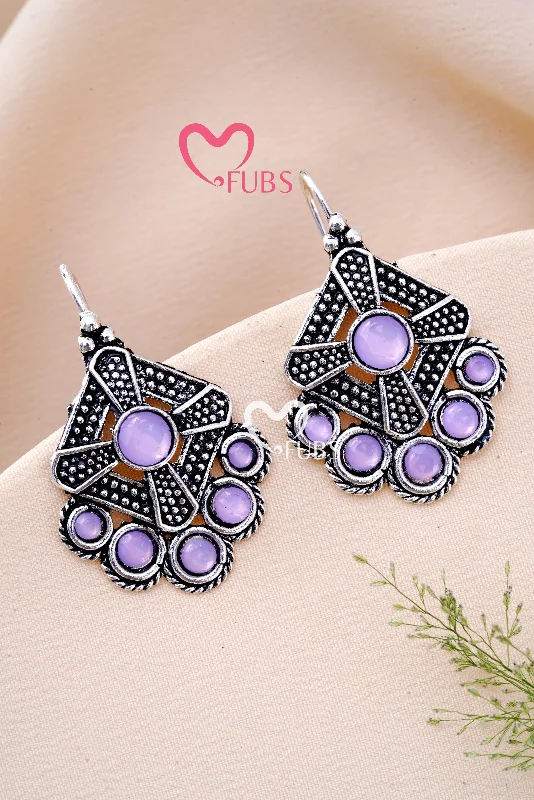 Trendy earrings with colorful gemstones-Saundarya Square Oxidized Kundan Earrings