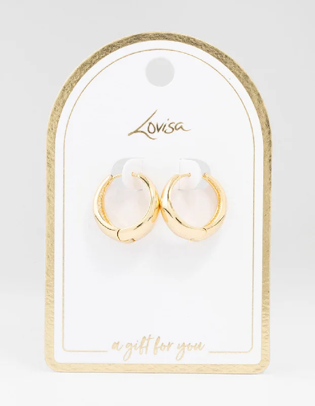 Simple gold stud earrings for women-Large Gold Plated Chunky Classic Hoop Earrings