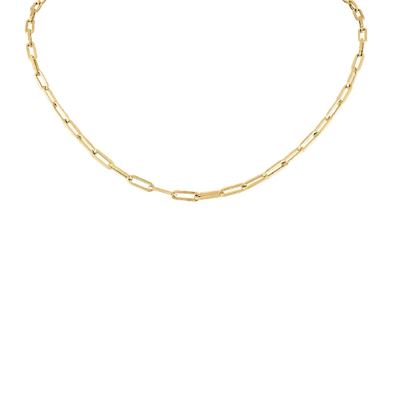 Elegant diamond necklaces for women-14KT GOLD XSMALL RECTANGLE LINK NECKLACE