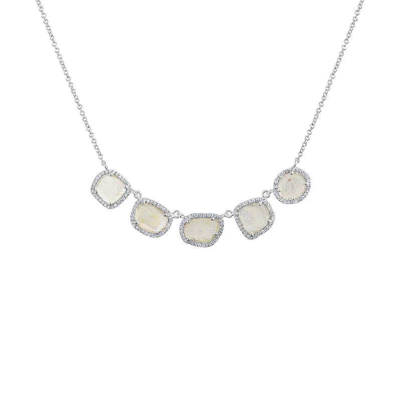 Stunning crystal necklaces for women-14KT GOLD DIAMOND 5 SLICE NECKLACE