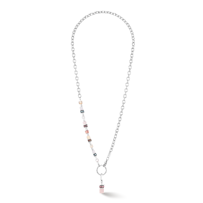 Women’s necklaces with diamonds and rubies-GeoCUBE® Fusion Charm necklace silver-pastel