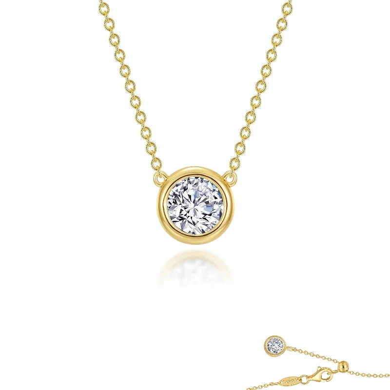 Personalized gold necklaces for women-Lafonn Simulated Diamond 1.25ct Bezel Set Solitaire Necklace N0295CLG