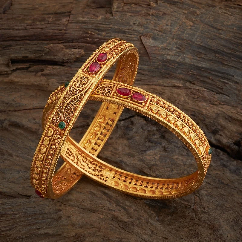 Elegant gold bracelets for women-Silver Temple Bangle 165980