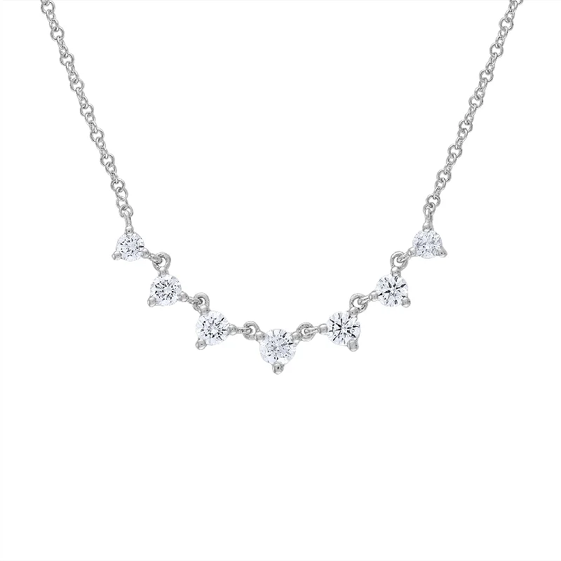 Affordable necklace sets for women-14KT GOLD DIAMOND SEVEN STONE NECKLACE