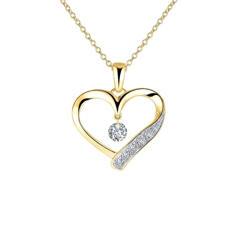 Affordable necklace sets for women-Lafonn Simulated Diamond Open Heart Pendant Necklace P0221CLT