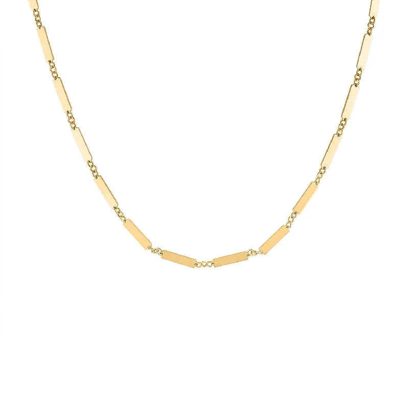 Women’s necklaces with diamonds and rubies-14KT GOLD SHINY BARS NECKLACE