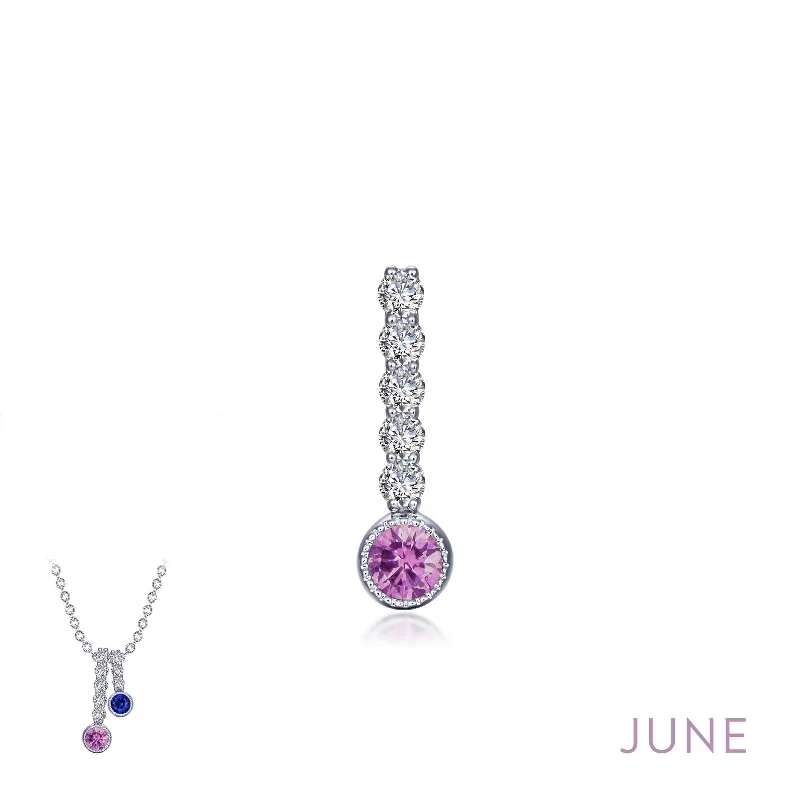 Stunning necklaces with amethyst stones-Lafonn June Birthstone Simulated Diamond & Alexandrite Large Love Pendant BP003AXP