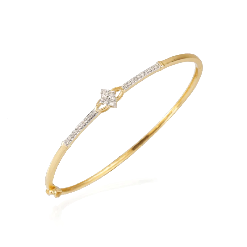 Custom bracelets for women with stones-18KT (750) Yellow Gold And Diamond Bangle For Women